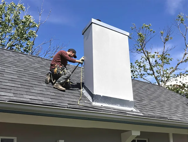 Port Wentworth Chimney Sweep team member finishing chimney construction in Port Wentworth, GA