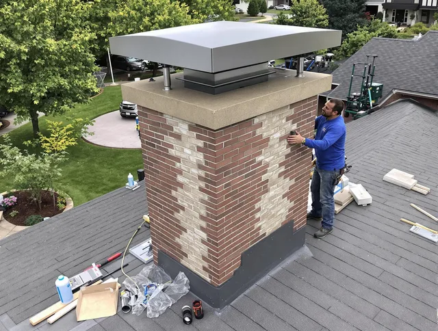 Port Wentworth Chimney Sweep team working on a custom chimney remodel in Port Wentworth, GA