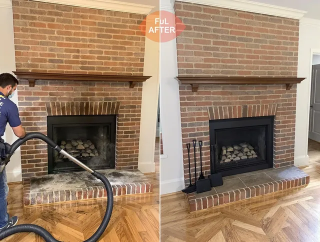 Port Wentworth Chimney Sweep carefully sanitizing a fireplace in Port Wentworth, GA